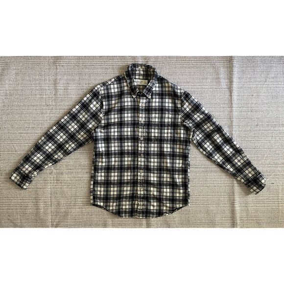 Abercrombie Mens Small Soft Flannel Shirt Black White Plaid Button Up Casual Y2K - Picture 1 of 5